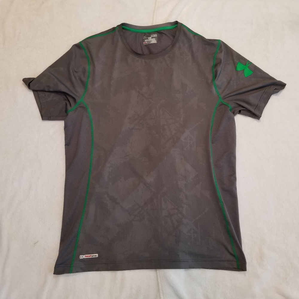 Under armour heatgear fitted grn/gry t-shirt